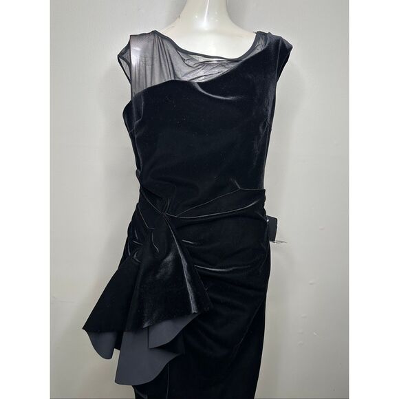 Chiara Boni Women’s Aroma Illusion Velvet Ruffled Sheath Gown US 10 $1190 - Picture 6 of 11